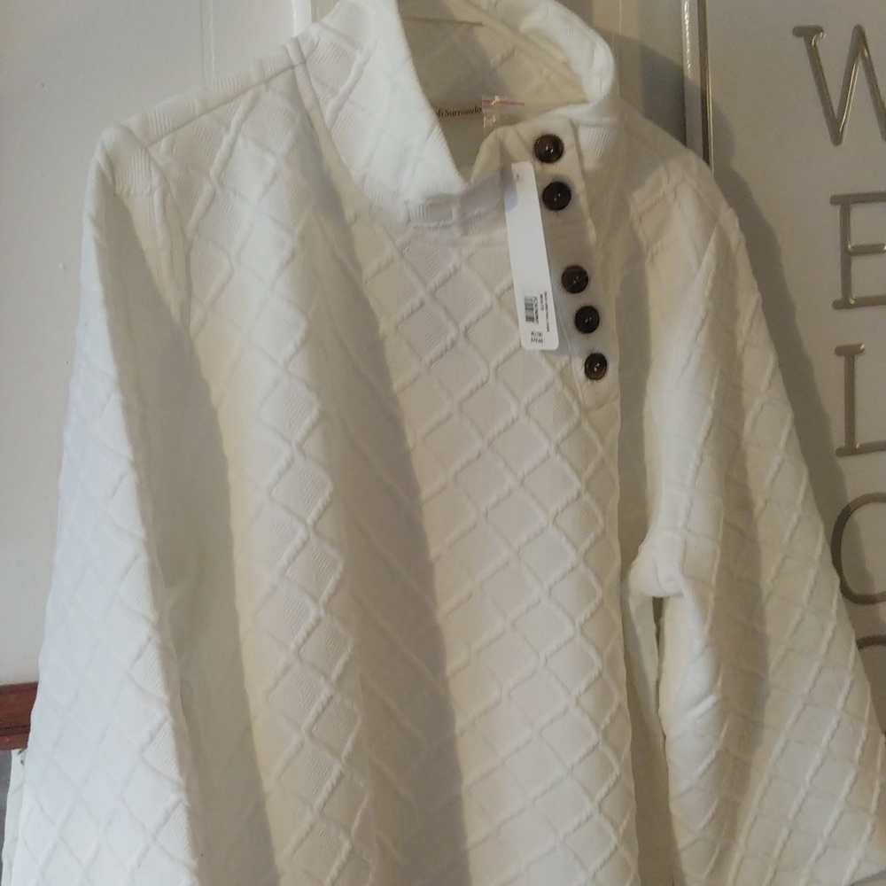 COPY - Soft Surroundings Beautiful cream color sweater with button detail on th…